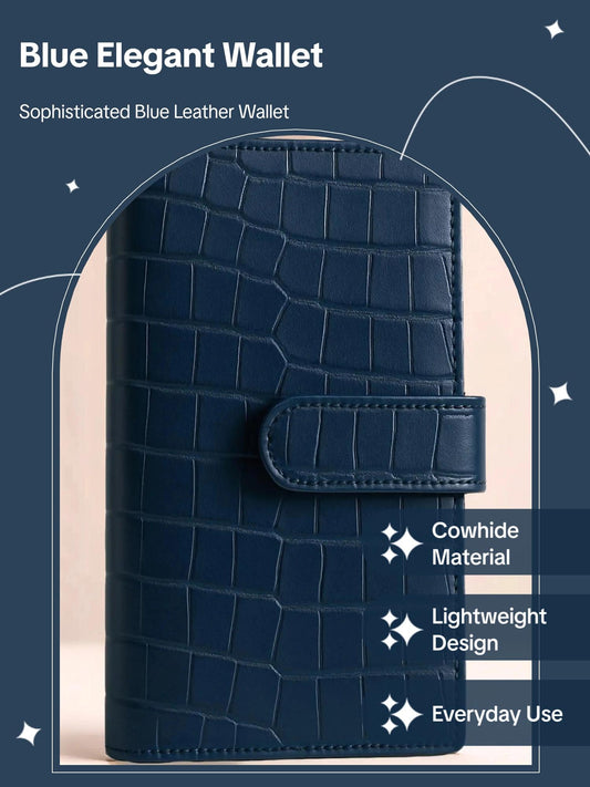 Elegance in Every Stitch: Women's Long Leather Wallets Blue color image 2