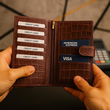 Women's Leather Wallet with Texture Feature in Green Color image 2