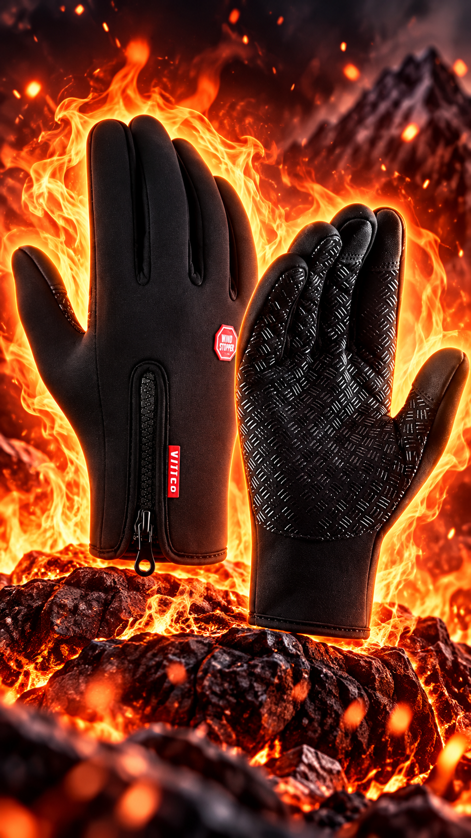 Touchscreen Winter Gloves with Zipper Cuff – Fleece-Lined, Wind-Resistant, Non-Slip Palm, Unisex