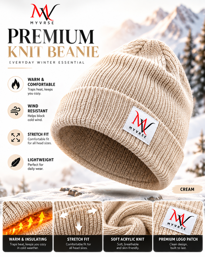 Winter Ribbed Knit Cuffed Beanie – Unisex Winter Hat