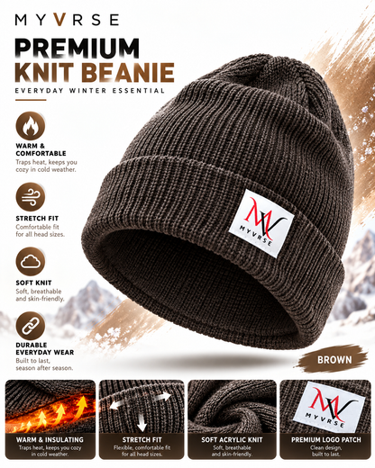 Winter Ribbed Knit Cuffed Beanie – Unisex Winter Hat
