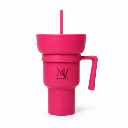 MYVRSE 32 oz Stadium Tumbler with Snack Bowl, Lid & Straw