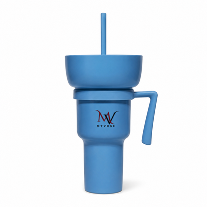 MYVRSE 32 oz Stadium Tumbler with Snack Bowl, Lid & Straw