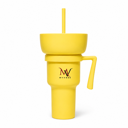 MYVRSE 32 oz Stadium Tumbler with Snack Bowl, Lid & Straw