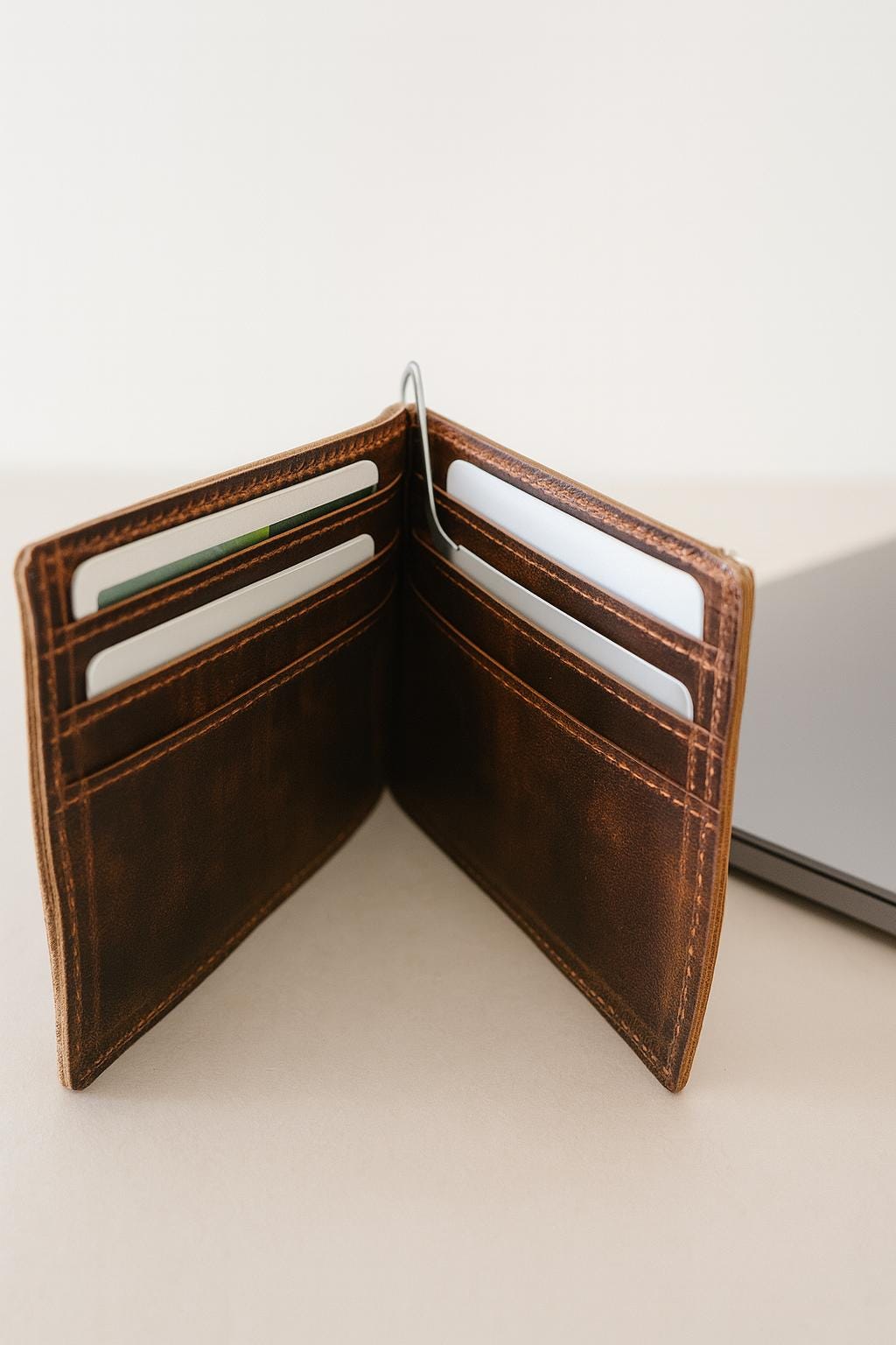 Handmade Full-Grain Leather Bifold Wallet: RFID Blocking, Engraved Gift