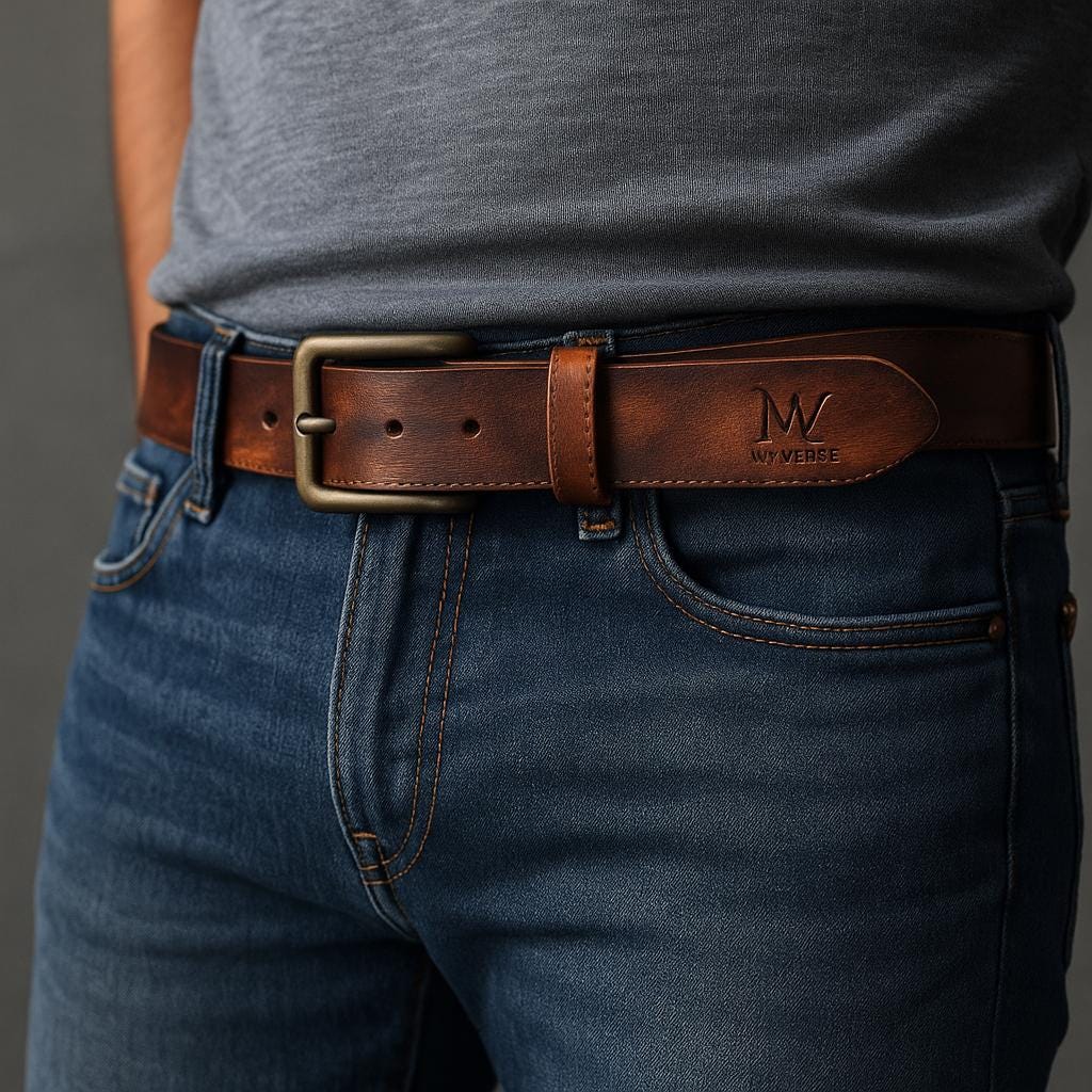 Handmade Veg-Tanned Leather Belt 1.5" - Black or Brown