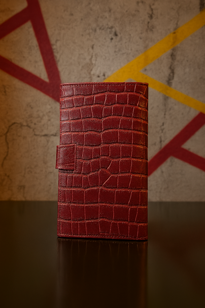 Women's Crocodile Texture Wallet — Burgundy