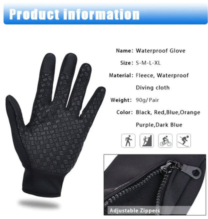 Touchscreen Winter Gloves with Zipper Cuff – Fleece-Lined, Wind-Resistant, Non-Slip Palm, Unisex