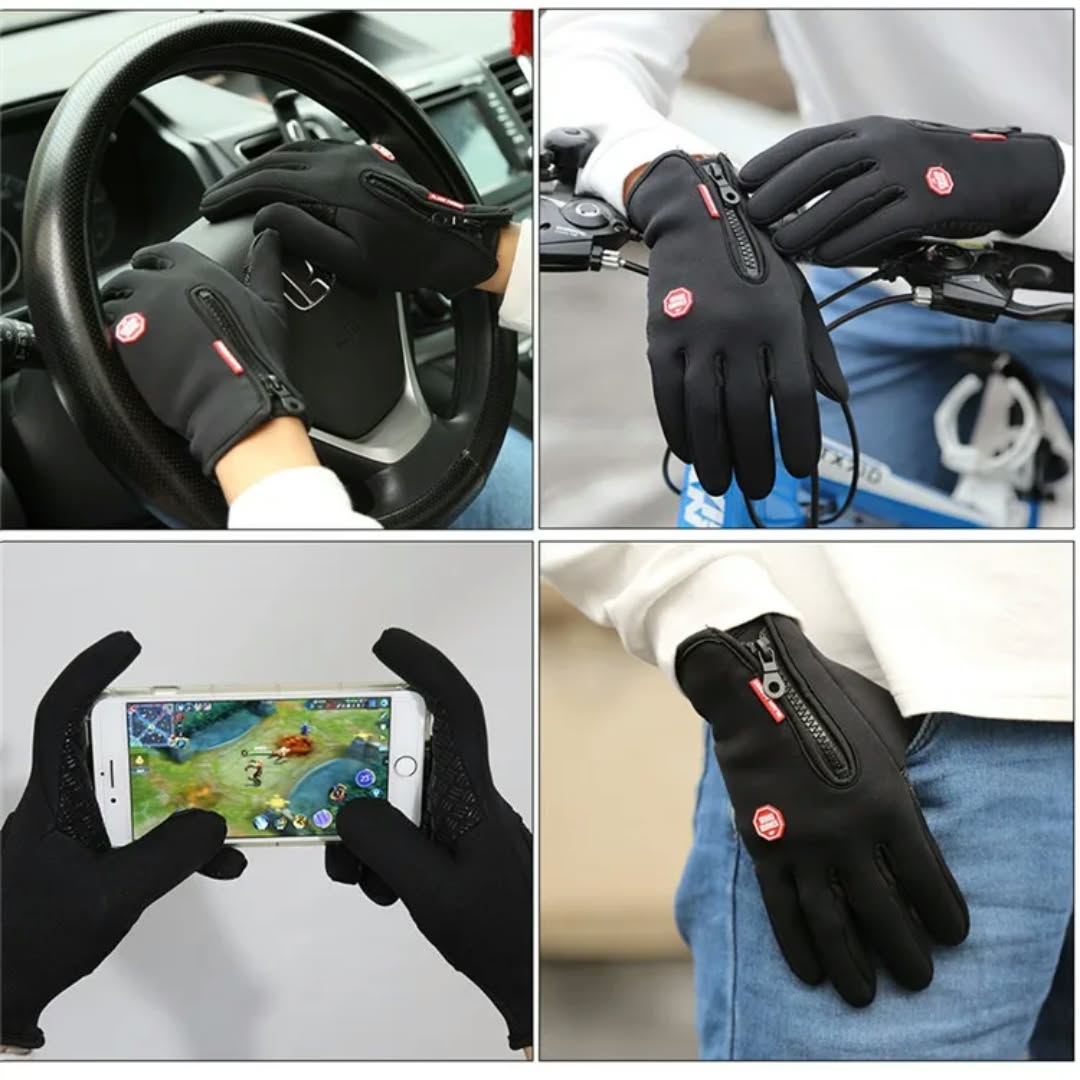 Touchscreen Winter Gloves with Zipper Cuff – Fleece-Lined, Wind-Resistant, Non-Slip Palm, Unisex