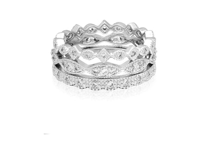Women's AAA Cubic Zirconia Fine Silver Plate Ring Set in Size 8