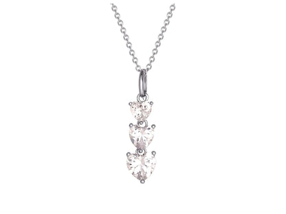 Women's Fine Silver Plated Cubic Zirconia Heart shape Necklace Earring Set