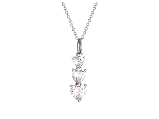 Women's Fine Silver Plated Cubic Zirconia Heart shape Necklace Earring Set