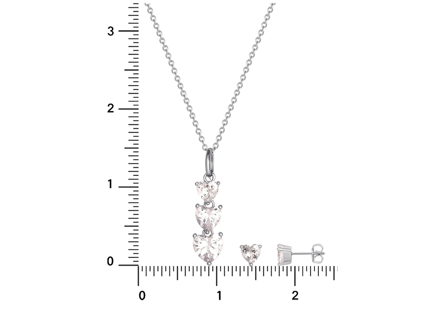 Women's Fine Silver Plated Cubic Zirconia Heart shape Necklace Earring Set