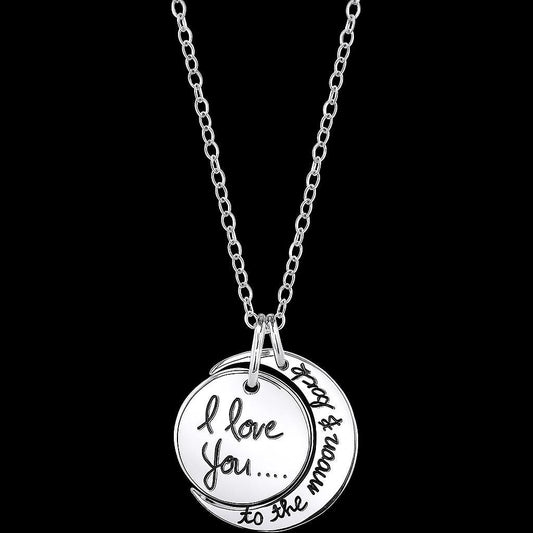 Women's Sterling Silver "I Love You to the Moon & Back" Pendant Necklace, 18"