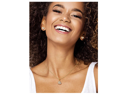 Women's 14kt Gold Flash Plated Cubic Zirconia Heart Earring and Pendant Set, 16" + 2"
