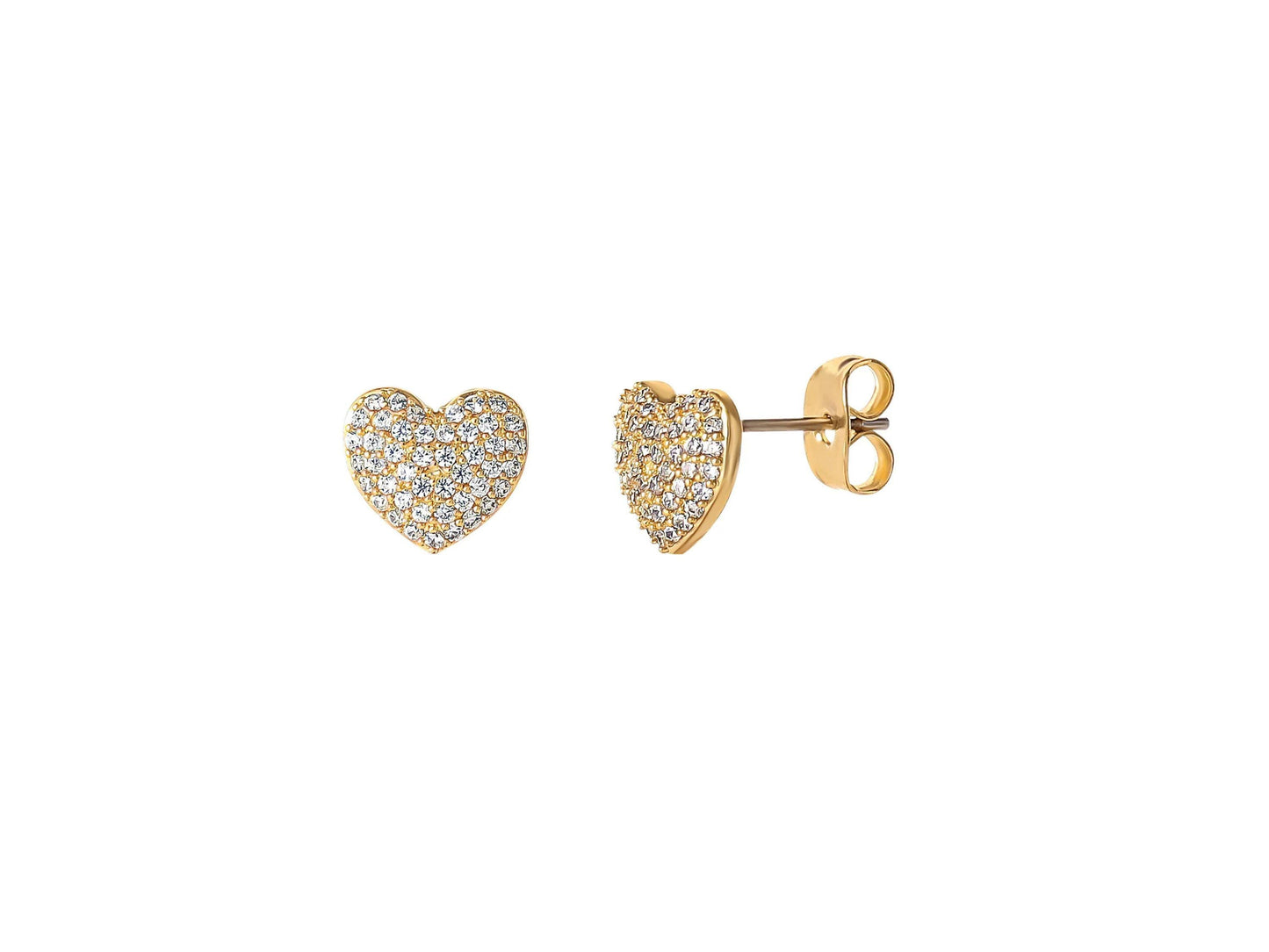 Women's 14kt Gold Flash Plated Cubic Zirconia Heart Earring and Pendant Set, 16" + 2"