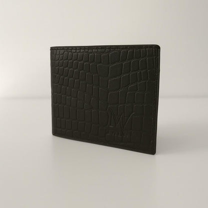 Black Men's Slim Folding Leather Wallet – RFID Blocking Bifold Purse with Card Holder & Cash Pocket