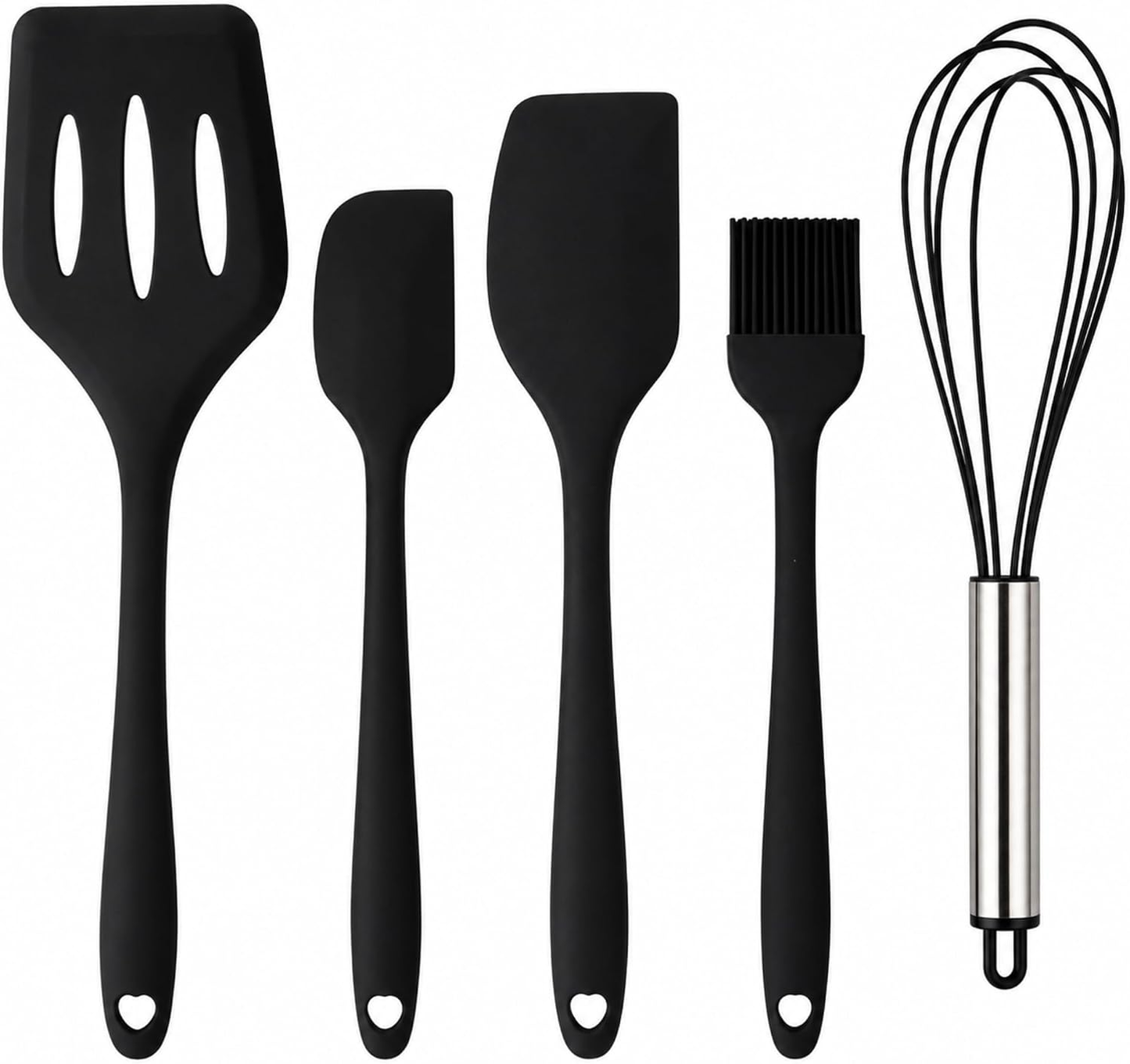MYVRSE 5-piece silicone kitchen utensil set in black