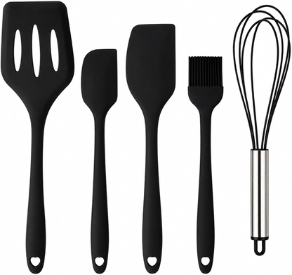 MYVRSE 5-piece silicone kitchen utensil set in black