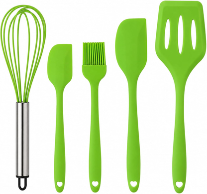 MYVRSE 5-piece silicone kitchen utensil set in green