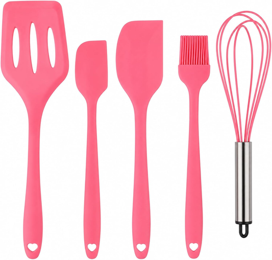 MYVRSE 5-piece silicone kitchen utensil set in pink
