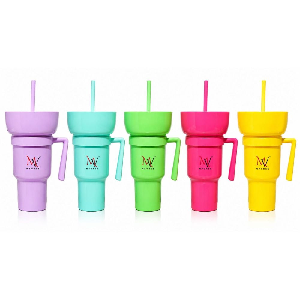 MYVRSE stadium tumblers displayed in assorted colors