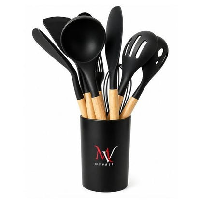 11-Piece Silicone Kitchen Utensil Set - Black