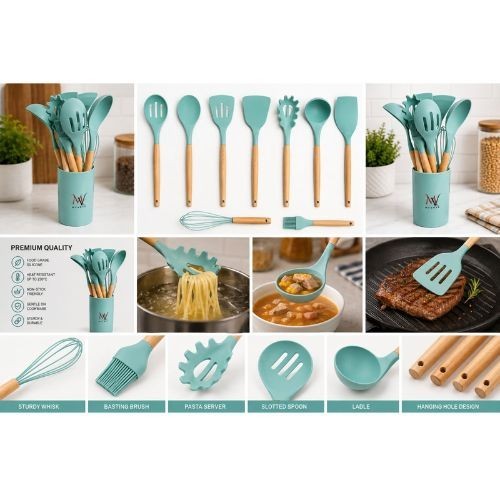 Teal utensil set detail