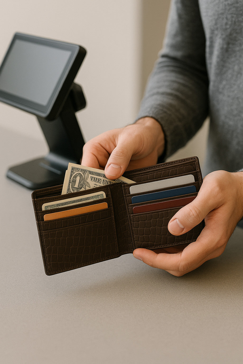 MYVERSE leather wallet detail