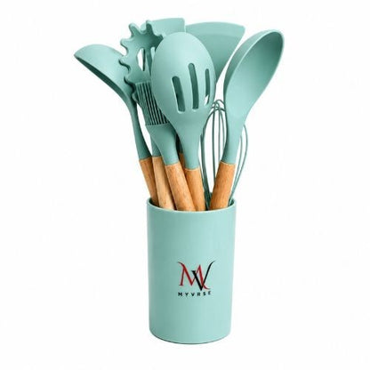 11-Piece Silicone Kitchen Utensil Set - Teal