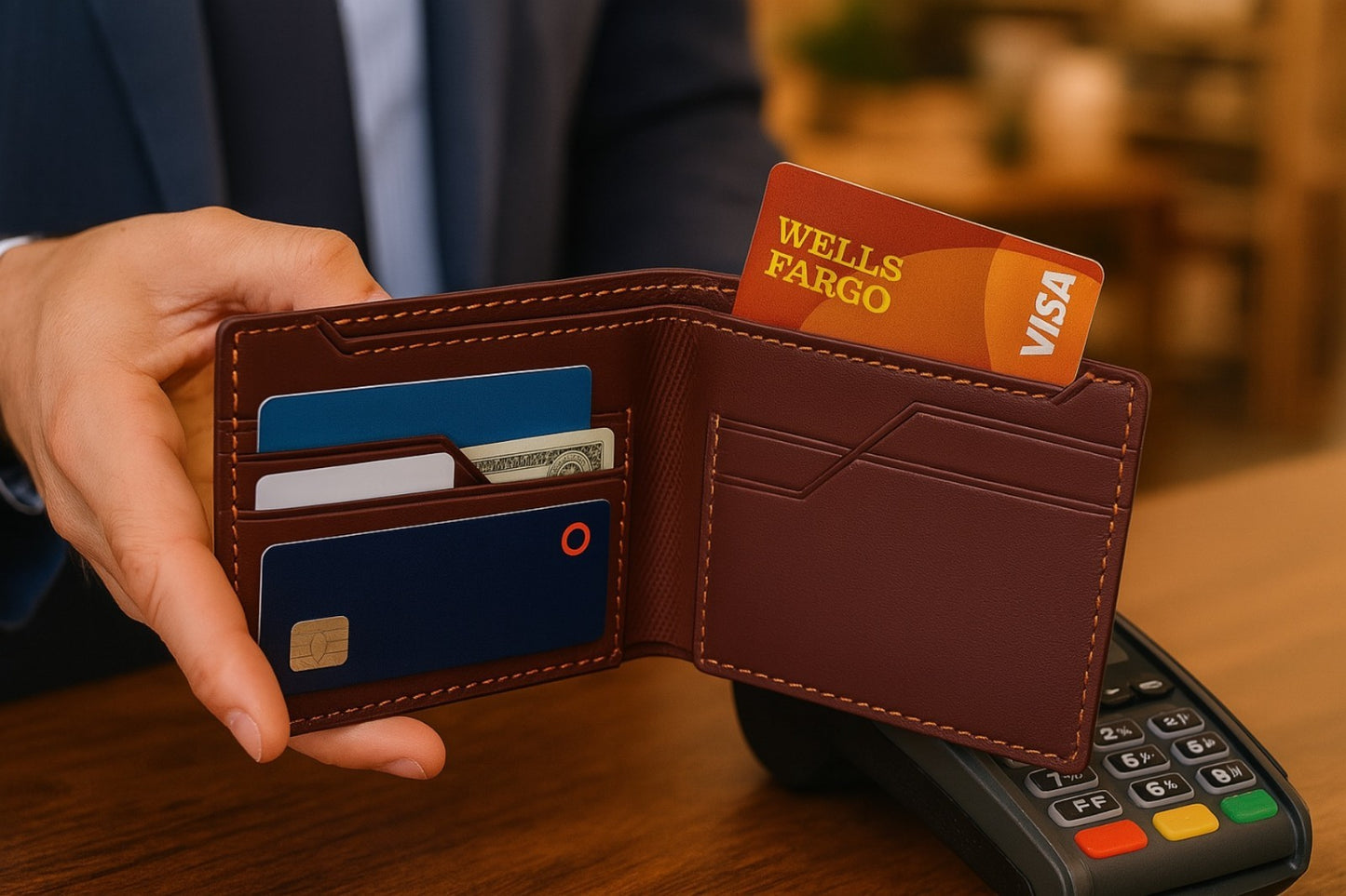 MYVERSE leather wallet detail
