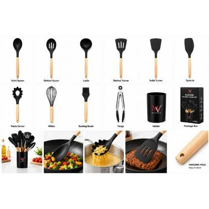 Black utensil set detail