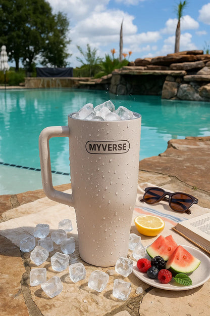 40oz Tumbler with Handle & Straw Lid - White