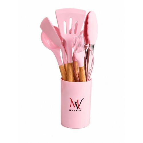 11-Piece Silicone Kitchen Utensil Set - Pink