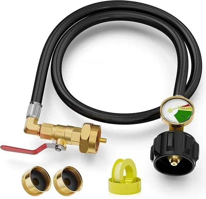 1LB to 20LB Propane Refill Adapter Hose with Gauge