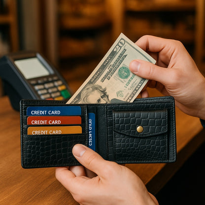 MYVERSE leather wallet detail