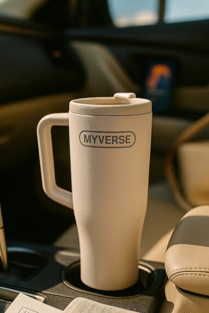 40oz Tumbler with Handle & Straw Lid - White