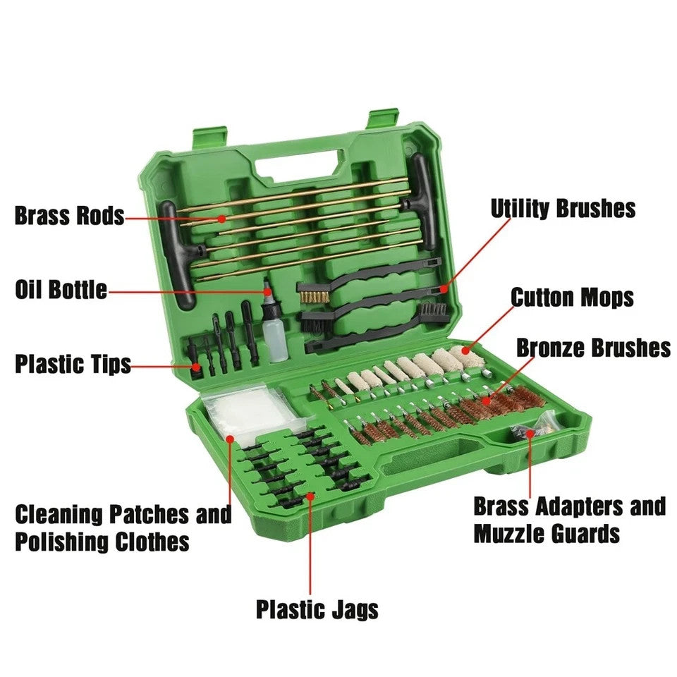 Gun cleaning kit brushes, rods, and jags