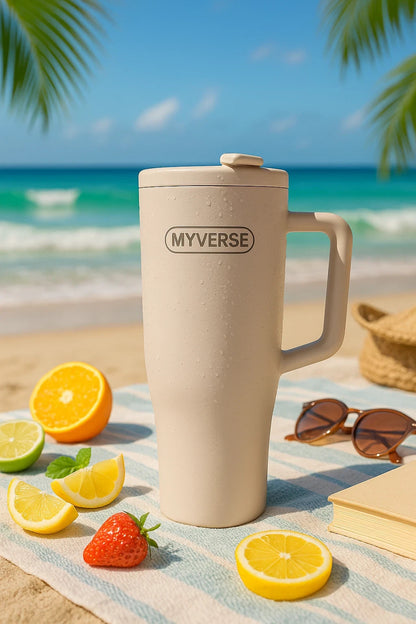 40oz Tumbler with Handle & Straw Lid - White