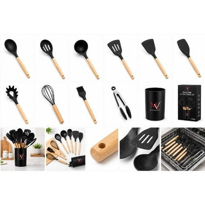Black utensil set detail