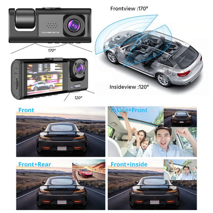 Front cabin and rear camera coverage examples for the dash cam
